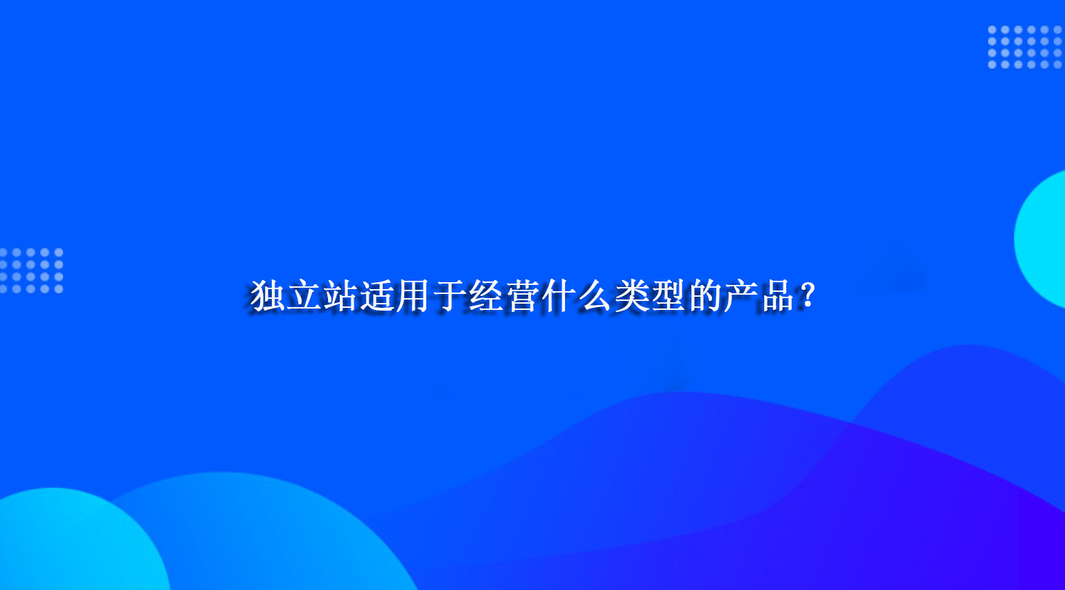 独立站适用于经营什么类型的产品？